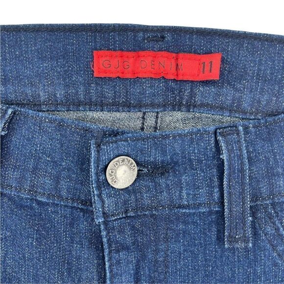 Bell Bottom Jeans High Rise Dark Wash Stretch Fit GJG Brand Juniors Size 11 Boho - Picture 6 of 7